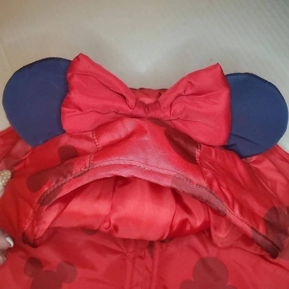 MINNIE MOUSE Red Hood with Ears and Bow Zip up Vest - 4T